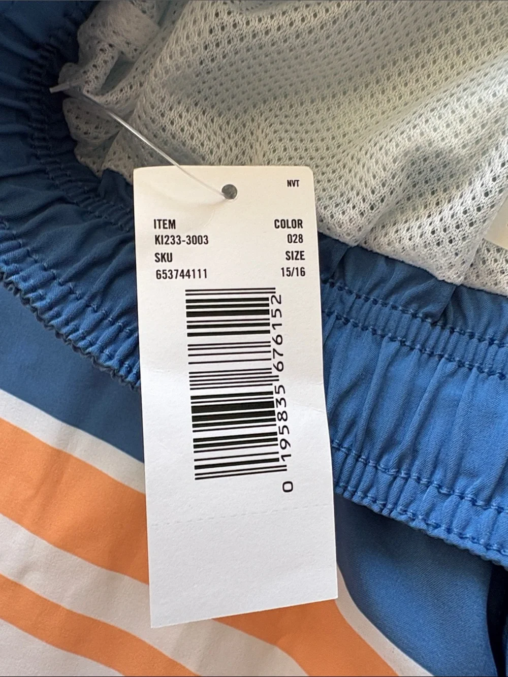 Abercrombie & Fitch Teal, Blue, Orange and White Striped Men's Swim Board Shorts
